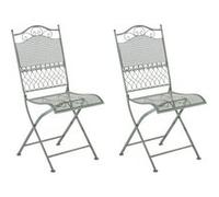 CLP Lot de 2 chaises de jardin pliables Kiran en fer , Vert antique Vert G