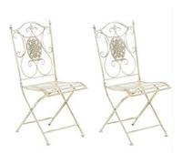 CLP Lot de 2 chaises de jardin pliables Sibell en fer , Crème antique G