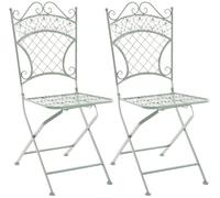 CLP Lot de 2 Chaises De Jardin Pliantes Adelar, Chaises D'Extérieur en Fer Forgé pour Terrasse Ou Balcon, Couleur:Vert Antique