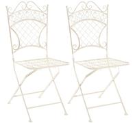 CLP Lot de 2 Chaises De Jardin Pliantes Adelar, Chaises D'Extérieur en Fer Forgé pour Terrasse Ou Balcon, Couleur:crème Antique