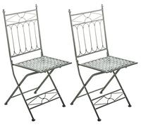 CLP Lot de 2 Chaises De Jardin Pliantes Asina I Chaises D'Extérieur en Fer Forgé pour Terrasse Ou Balcon, Couleur:Vert Antique