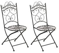 CLP Lot de 2 Chaises De Jardin Pliantes Indra I Chaises D'Extérieur en Fer Forgé pour Terrasse Ou Balcon Couleur:Bronze