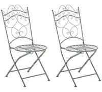 CLP Lot de 2 Chaises De Jardin Pliantes Indra I Chaises D'Extérieur en Fer Forgé pour Terrasse Ou Balcon, Couleur:Vert Antique