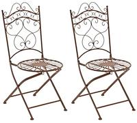 CLP Lot de 2 Chaises De Jardin Pliantes Indra I Chaises D'Extérieur en Fer Forgé pour Terrasse Ou Balcon, Couleur:Marron Antique