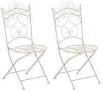 CLP Lot de 2 Chaises De Jardin Pliantes Indra I Chaises D'Extérieur en Fer Forgé pour Terrasse Ou Balcon, Couleur:crème Antique