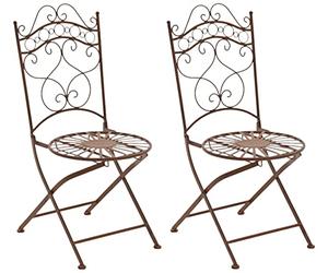 CLP Lot de 2 Chaises De Jardin Pliantes Indra I Chaises D'Extérieur en Fer Forgé pour Terrasse Ou Balcon, Couleur:Marron Antique