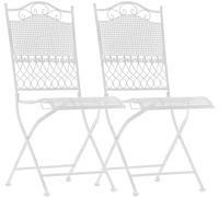 CLP Lot de 2 chaises de jardin pliables Kiran en fer style antique Blanc