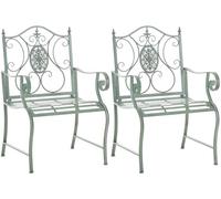 CLP Lot de 2 chaises de jardin Punjab en fer avec accoudoirs , Vert antique Vert