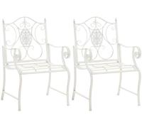 CLP Lot de 2 chaises de Jardin Punjab de Style Rustique I Chaise en Fer laqué I Fauteuil de Jardin particulièrement Stable, Couleur:Blanc Antique