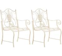 CLP Lot de 2 chaises de Jardin Punjab de Style Rustique I Chaise en Fer laqué I Fauteuil de Jardin particulièrement Stable, Couleur:crème Antique