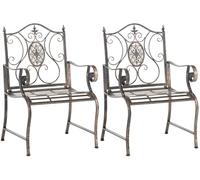 CLP Lot de 2 chaises de Jardin Punjab de Style Rustique I Chaise en Fer laqué I Fauteuil de Jardin particulièrement Stable, Couleur:Bronze