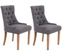 CLP Lot De 2 Chaises De Salle A Manger Aberdeen en Tissu I Chaise Rembourrée avec Piétement en Bois D'Hévéa Et Dossier, Couleur:Gris foncé, Couleur du Cadre:Antique Clair