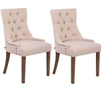 Chaises de salle à manger Aberdeen en tissu - CLP - Lot de 2 - Beige - Bois massif