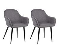 CLP Lot de 2 Chaises de salle à manger Boise en Tissu avec Piètement en Métal noir , Gris foncé gris G