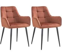 CLP Lot de 2 chaises de Salle à Manger Ferndale recouvertes de Velours I Fauteuil matelassé avec Pieds métalliques Robustes pour Le Salon, Couleur:Marron