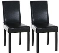 CLP Lot De 2 Chaises De Salle A Manger Ina en Similicuir I Assise Rembourrée I Chaise De Salon avec Pieds en Bois, Couleur:Marron, Couleur du Cadre:Noir