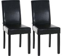 CLP Lot de 2 chaises de salle à manger Ina similicuir avec piètement en bois,marron noir