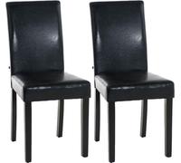 CLP Lot de 2 chaises de salle à manger Ina similicuir avec piètement en bois,noir noir