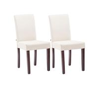 CLP Lot de 2 Chaises de salle à manger Ina Tissu avec pieds en Bois , Crème/Cappuccino
