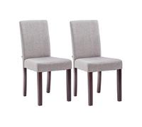 CLP Lot de 2 Chaises de salle à manger Ina Tissu avec pieds en Bois , Gris clair/Cappuccino