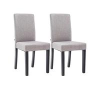 CLP Lot de 2 Chaises de salle à manger Ina Tissu avec pieds en Bois , Gris clair/Noir