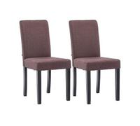 CLP Lot de 2 Chaises de salle à manger Ina Tissu avec pieds en Bois , Marron/Noir