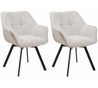 CLP Lot de 2 chaises de Salle à Manger Jordi Cord I Chaise rembourrée pivotante I Fauteuil avec Structure métallique à 4 Pieds, Couleur:crème