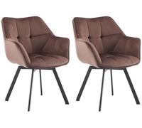 CLP Lot de 2 chaises de Salle à Manger Jordi en Velours | Fauteuil pivotant pour Le Salon et la Salle à Manger |, Couleur:Marron