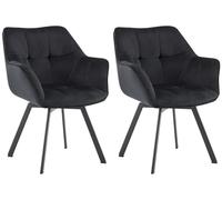 CLP Lot de 2 chaises de Salle à Manger Jordi en Velours | Fauteuil pivotant pour Le Salon et la Salle à Manger |, Couleur:Noir