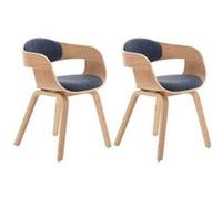 CLP Lot de 2 chaises de salle à manger Kingston en Tissu , Nature / Bleu/Nature bleu G