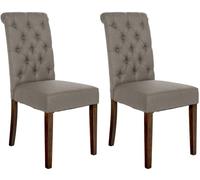 CLP Lot De 2 Chaises De Salle A Manger Lisburn I Chaises avec Pieds en Bois De Caoutchouc I Dossier Capitonné, Couleur:Taupe, Matériel:Tissu
