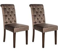 CLP Lot De 2 Chaises De Salle A Manger Lisburn I Chaises avec Pieds en Bois De Caoutchouc I Dossier Capitonné, Couleur:Marron, Matériel:Velours