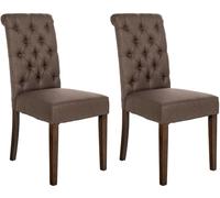 CLP Lot De 2 Chaises De Salle A Manger Lisburn I Chaises avec Pieds en Bois De Caoutchouc I Dossier Capitonné Couleur:Marron;Matériel:Tissu