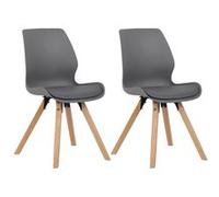 Lot De 2 Chaises De Salle A Manger Luna I Chaise De Visiteur avec Assise Rembourré I Pieds Bois I Dossier, Couleur:Gris, Matériel:Plastique