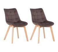 CLP Lot de 2 Chaises de salle à manger Passaic velours avec pieds en Bois de hêtre , Marron marron G