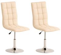 CLP Lot de 2 chaises de salle à manger Peking pivotantes et réglables en continu,crème