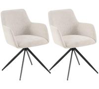 CLP Lot de 2 chaises de Salle a Manger pivotantes Olema en Tissu, fauteuils orientables a 180 degres avec accoudoirs et Dossier, Charge Max. 150 kg, Couleur:crème