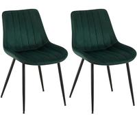 CLP Lot De 2 Chaises De Salle A Manger Rahden en Velours I Chaise avec Surface D'assise Matelassée Pieds en Metal, Couleur:Vert