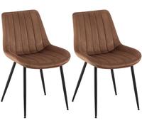 CLP Lot de 2 Chaises de salle à manger Rahden en Velours avec Piètement en métal noir , Marron