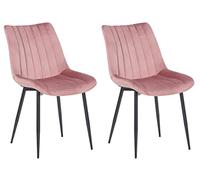 CLP Lot De 2 Chaises De Salle A Manger Rahden en Velours I Chaise avec Surface D'assise Matelassée Pieds en Metal, Couleur:Rose