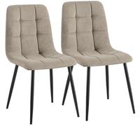 CLP Lot de 2 chaises de Salle a Manger rembourrees Antibes, chaises de Cuisine avec Dossier et Velours cotele, Pieds Metal Charge 150 kg Couleur:Taupe