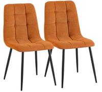 CLP Lot de 2 chaises de Salle a Manger rembourrees Antibes, chaises de Cuisine avec Dossier et Velours cotele, Pieds Metal Charge 150 kg, Couleur:Orange