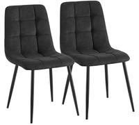 CLP Lot de 2 chaises de Salle a Manger rembourrees Antibes, chaises de Cuisine avec Dossier et Velours cotele, Pieds Metal Charge 150 kg, Couleur:Noir