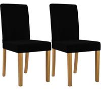 CLP Lot de 2 chaises de Salle a Manger rembourrees Ina avec Dossier, Chaise de Cuisine en Velours cotele, Pieds en Bois Robustes Couleur:Noir;Couleur du Cadre:Antique Clair