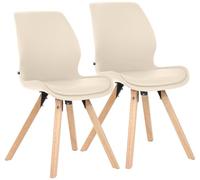 CLP Lot de 2 chaises de Salle a Manger rembourrees Luna, Moderne avec Dossier, Stable jusqu'a 136 kg, pour Cuisine et Salon, Couleur:crème, Matériel:Similicuir