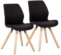 CLP Lot de 2 chaises de Salle a Manger rembourrees Luna, Moderne avec Dossier, Stable jusqu'a 136 kg, pour Cuisine et Salon, Couleur:Noir, Matériel:Tissu