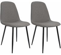 CLP Lot de 2 chaises de Salle à Manger rembourrées Maryam, Chaise de Cuisine avec Dossier et Structure en métal Noir, supporte 'à 150 kg, Couleur:Gris Clair, Matériel:Tissu