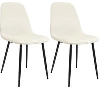 CLP Lot de 2 chaises de Salle à Manger rembourrées Maryam, Chaise de Cuisine avec Dossier et Structure en métal Noir, supporte 'à 150 kg, Couleur:crème, Matériel:Velours