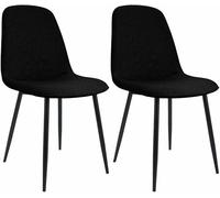 CLP Lot de 2 chaises de Salle à Manger rembourrées Maryam, Chaise de Cuisine avec Dossier et Structure en métal Noir, supporte 'à 150 kg, Couleur:Noir, Matériel:Tissu