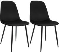 CLP Lot de 2 chaises de Salle à Manger rembourrées Maryam, Chaise de Cuisine avec Dossier et Structure en métal Noir, supporte 'à 150 kg Couleur:Noir;Matériel:Velours